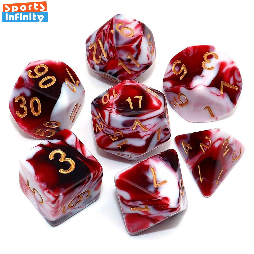 Board Game Font - 7 pçs/set cores duplas dados poliédricos