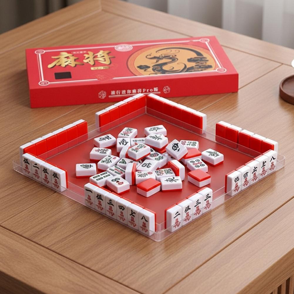 Board Game Box - Conjunto de mahjong portátil para viagem,