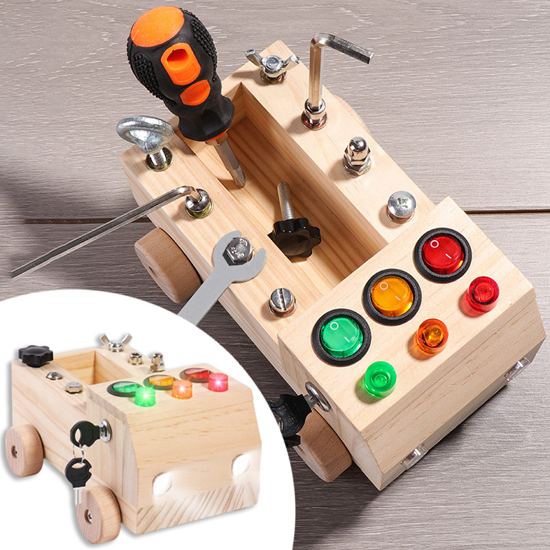 Board Game Box - Placa de madeira montessori ocupada, brinquedos