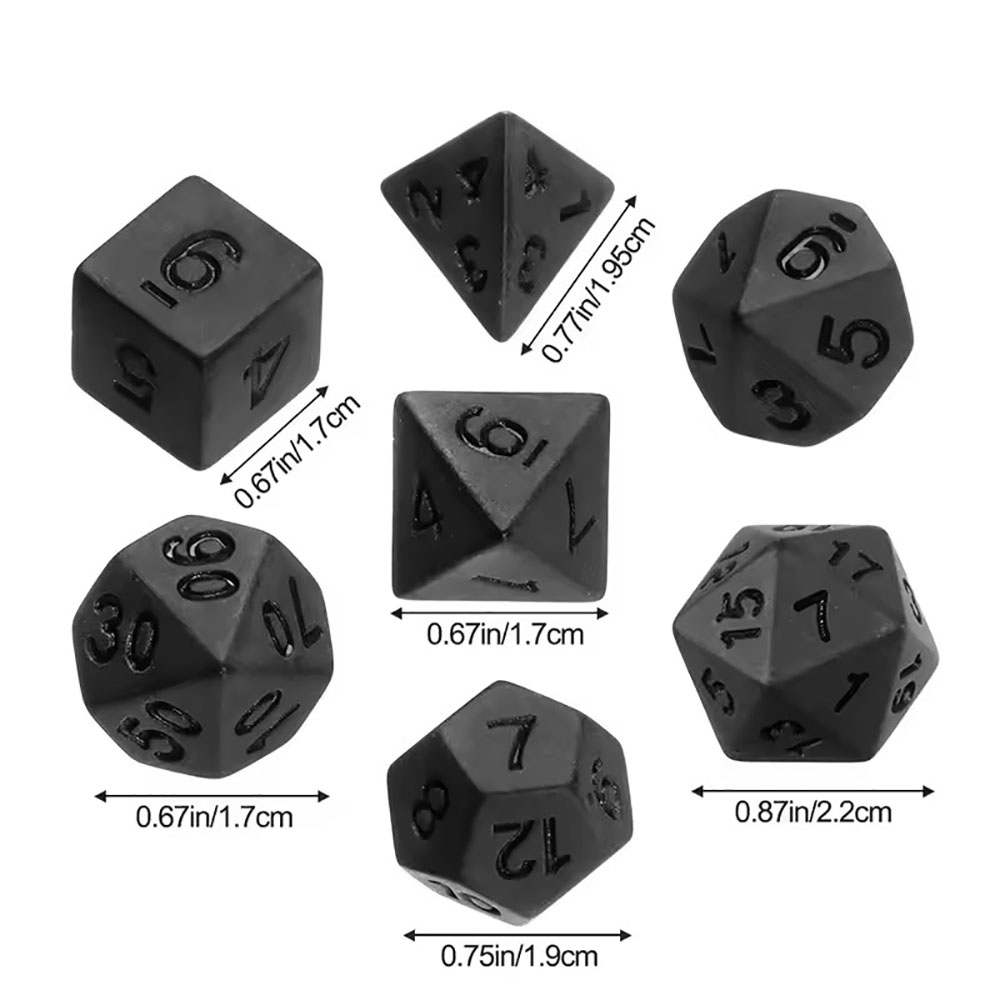 Conjunto de 7 Dados Pretos Nov - Board Game Font avaliação e preço